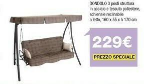 Pistì Dondolo 3 Posti Struttura In Acciaio A Tessuto Poliestere Schienale Reclinabile A Letto