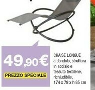 Iper La Grande Chaise Longue A Dondolo, Struttura In Acciaio E Tessuto Textilene, Richiudibile offerta