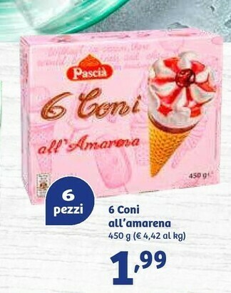 In'S Mercato Pascià 6 Coni All'amarena offerta