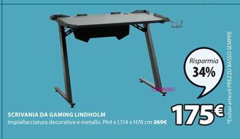 JYSK Scrivania da gaming lindholm offerta