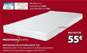 JYSK Materasso in schiuma basic f30 offerta