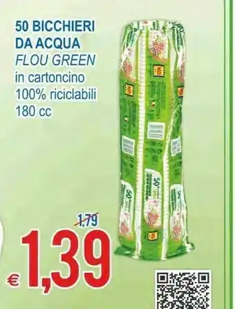 MD Discount Flou Green 50 Bicchieri Da Acqua In Cartoncino 100% Ricaricabili offerta