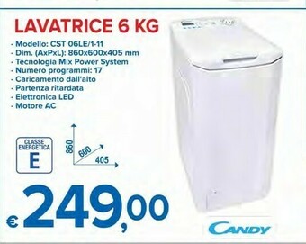 MD Discount Candy CST 06LE/1-11 Lavatrice Libera Installazione Caricamento Dall'alto 6 Kg 1000 Giri/min A+++ Bianco offerta