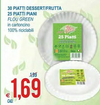 MD Discount Flou Green 30 Piatti Dessert/frutta 25 Piatti Piani In Cartoncino 100 % Riciclabili offerta