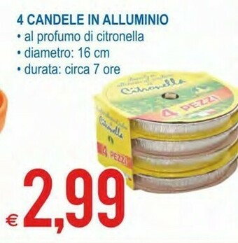 MD Discount 4 Candele In Alluminio Al Profumo Di Citronella offerta