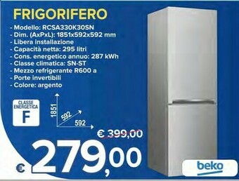 MD Discount Beko RCSA330K30SN Frigorifero Con Congelatore Libera Installazione 295 L F Argento offerta