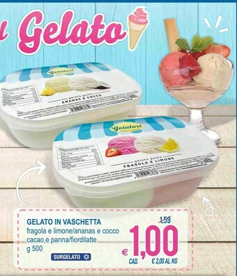MD Discount Gelatosi Gelato In Vaschetta Fragola E Limone/Ananas E Cocco Cacao E Panna/Fiordilatte offerta