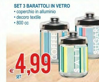 MD Discount Set 3 Barattoli In Vetro offerta
