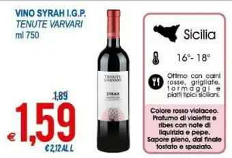 MD Discount Tenute varvari Syrah 750 G(ml) offerta