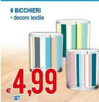 MD Discount 6 Bicchieri Decoro Textile offerta