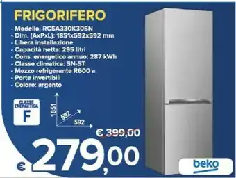 MD Discount Beko RCSA330K30SN Frigorifero Con Congelatore Libera Installazione 295 L F Argento offerta