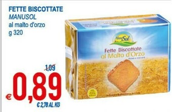 MD Discount ManuSol Fette Biscottate Al Malto D'Orzo 320 G(ml) offerta