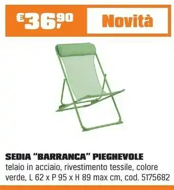 OBI SEDIA “BARRANCA” PIEGHEVOLE offerta