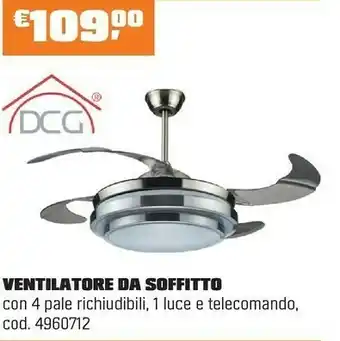 OBI VENTILATORE DA SOFFITTO con 4 pale richiudibili offerta