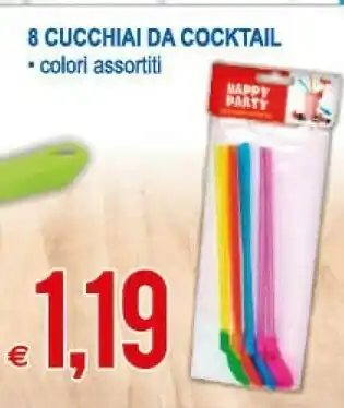 MD Discount 8 Cucchiai Da Cocktail Colori Assortiti offerta