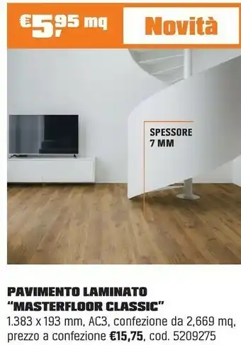 OBI PAVIMENTO LAMINATO “MASTERFLOOR CLASSIC” offerta