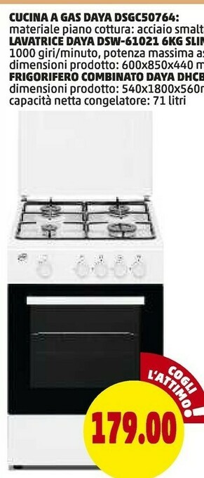 PENNY Daya Cucina A Gas DSGC50764 offerta