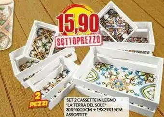 Risparmio Casa Set 2 Cassette In Legno La Terra Del Sole offerta