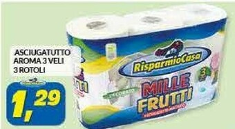 Risparmio Casa Asciugatutto Aroma 3 Veli 3 Rotoli offerta