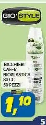 Risparmio Casa Gio Style Bicchieri Caffe Bioplastica offerta