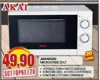 Risparmio Casa Akai AKMW200 Forno A Microonde Superficie Piana Microonde Con Grill 20 L 700 W Bianco offerta