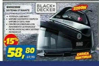 Risparmio Casa Black & Decker BXSS2200E Ferro Da Stiro A Secco E A Vapore 2200 W Nero offerta