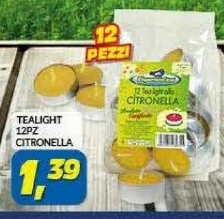Risparmio Casa Tealight 12pz Citronella offerta