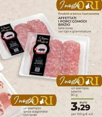 Spazio Conad Affettati I Porci Comodi Brizio e Salame 80 g offerta