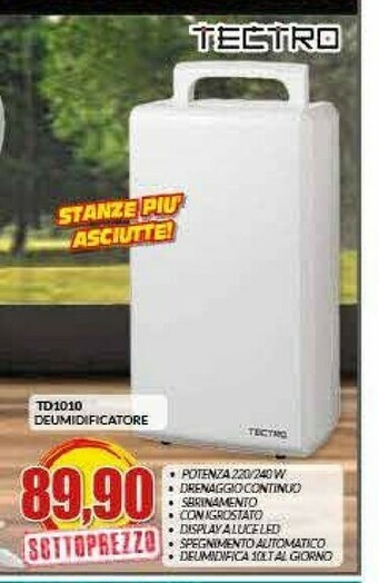 Risparmio Casa Tectro TD1010 Deumidificatore 2 L 41 DB Bianco 245 W offerta