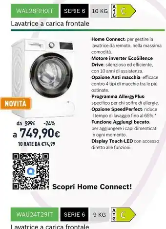 Unieuro Bosch WAL28RH0IT offerta