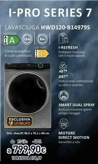 Unieuro Haier HWD120-B14979S Lavasciuga Caricamento Frontale Libera Installazione Nero, Grigio A offerta
