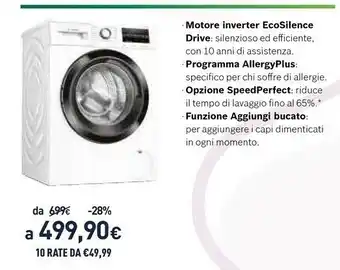 Unieuro Bosch WAU24T29IT offerta