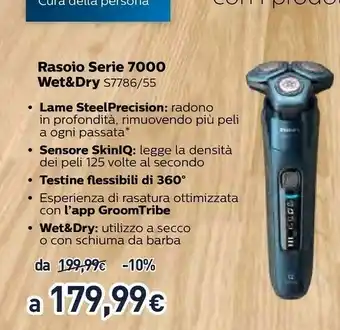 Unieuro Philips SHAVER Series 7000 S7786/51 Rasoio Elettrico Rotazione Trimmer Nero offerta