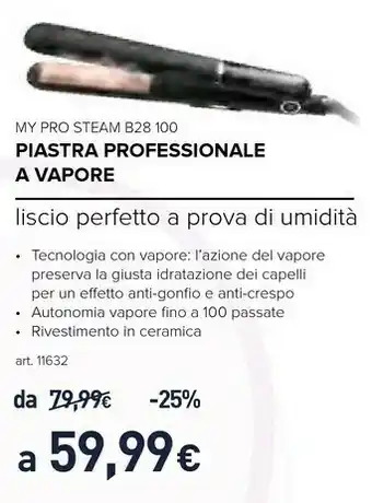 Unieuro Bellissima My Pro Steam B28 100 Piastra Per Capelli Vapore Nero 1,8 M offerta