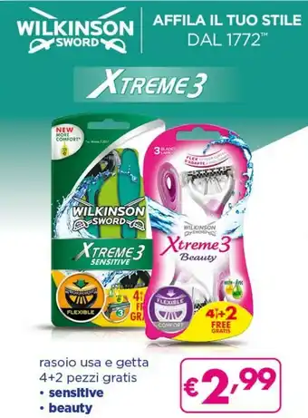 Acqua & Sapone Wilkinson sword Xtreme 3 Sensitive Rasoio Da Uomo Nero, Blu offerta