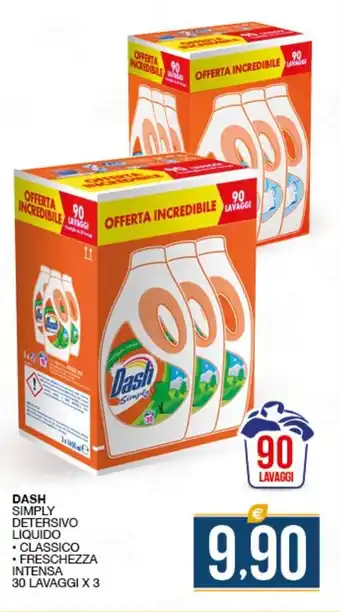 SeBón Supermercati Dash Simply Detersivo Liquido classico/freschezza Intensa 30 lavaggi x 3 offerta