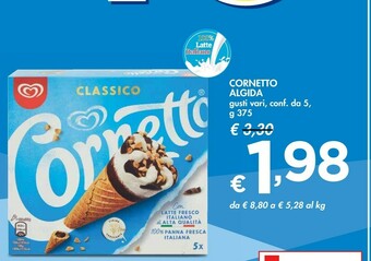Bennet Algida Cornetto Classico Con Latte Fresco Italiano Di Alta Qualità 75 G 375 G(ml) offerta