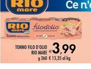 Bennet Rio Mare Tonno Filo D'olio 260 G offerta