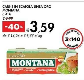Bennet Montana Carne In Scatola Linea Oro 420 G offerta