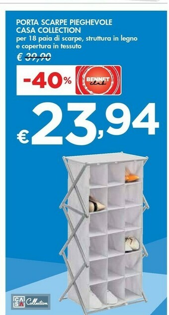 Bennet Casa Collection Porta Scarpe Pieghevole Per 18 Paia Di Scarpe offerta