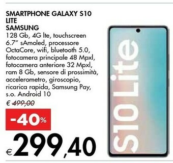 Samsung Galaxy S10 Lite SM-G770F 17 Cm (6.7") 128 GB 4G USB Tipo-C Nero 4500 MAh