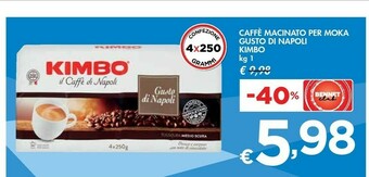 Bennet Kimbo Caffè Macinato Per Moka Gusto Di Napoli 1 Kg offerta