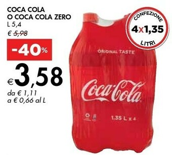 Bennet Coca Cola O Coca Cola Zero 5,4 L offerta