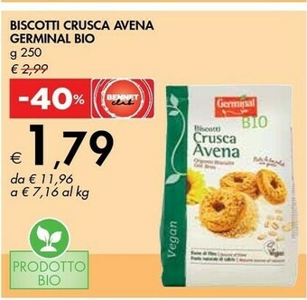 Bennet Germinal Biscotti Crusca Avena Bio 250 G offerta