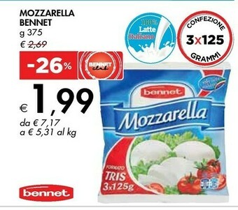 Bennet Bennet Mozzarella 375 G offerta