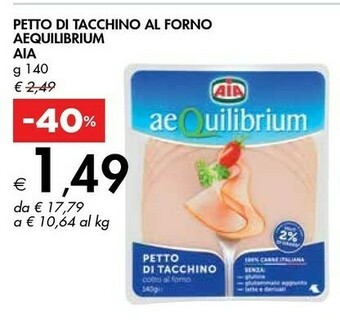 Bennet Aia Petto Di Tacchino Al Forno Aequilibrium 140 G(ml) offerta
