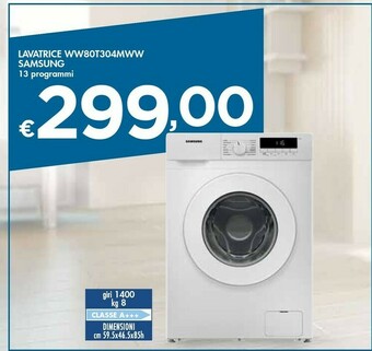 Samsung WW80T304MWW Lavatrice Libera Installazione Caricamento Frontale 8 Kg 1400 Giri/min D Bianco