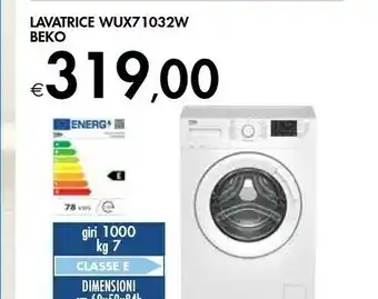 Bennet Beko WUX71032W/IT Lavatrice Libera Installazione Caricamento Frontale 7 Kg 1000 Giri/min E Bianco offerta