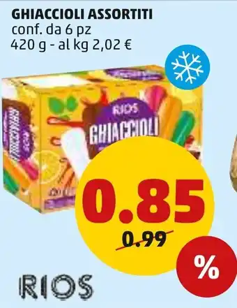 PENNY Rios Ghiaccioli Assortiti 6 pz 420 g offerta