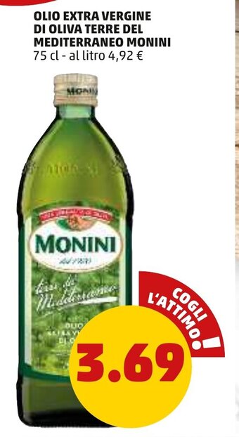 PENNY Monini Olio Extra Vergine Di Oliva Terre Del Mediterraneo 75 cl offerta